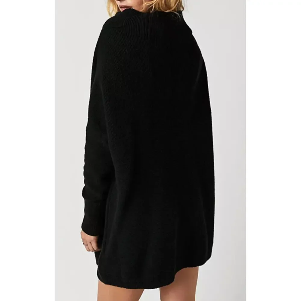 Free People Sweater Ottoman Slouchy Pullover Oversized Chunky Black Minimalist - Picture 2 of 8